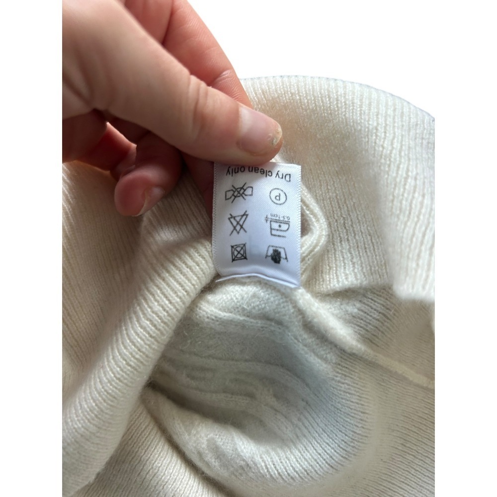 Khan Bogd Mongolian Cashmere Cable Knit Puff Sleeve Sweater Cream Ivory Size S - Picture 7 of 7